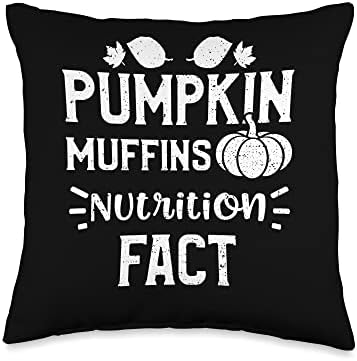 Thanksgiving: Pumpkin Muffins Nutrition Fact - Pumpkin Throw Pillow by Unknown