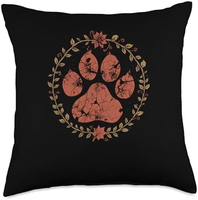Cute Fall Dog Paw Print Pets Autumn Leaf Puppy Thanksgiving Throw Pillow by Unknown