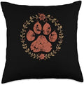 Cute Fall Dog Paw Print Pets Autumn Leaf Puppy Thanksgiving Throw Pillow by Unknown