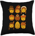 Thanksgiving Building Brick Head Turkey Pumpkin Boys Kids Throw Pillow by Unknown
