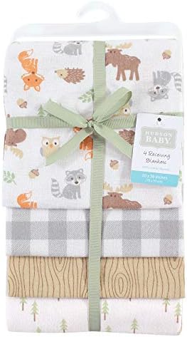 Hudson Baby Unisex Baby Cotton Flannel Receiving Blankets, Woodland, One Size - Image 2
