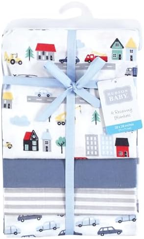 Hudson Baby Unisex Baby Cotton Poly Flannel Receiving Blankets, City Life, One Size - Image 2
