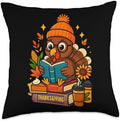Thanksgiving Bookworm Turkey Funny Holiday Vibe for Throw Pillow by Unknown