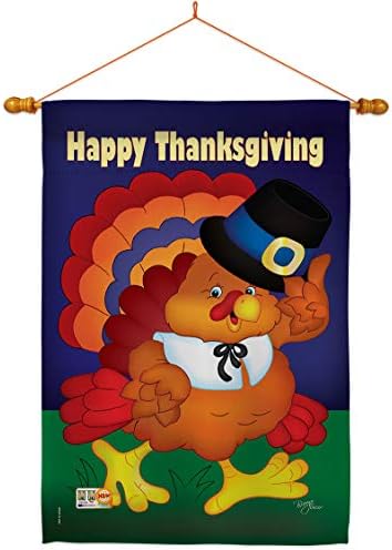 Breeze Decor Fall Tapestry Wood Dowel Set Rod Home Banner Textile Poster Flag Stand Pole Room Wall Scroll Hanging Pumpkins Happy Thanksgiving Turkey Indoor Decor, Autumn Gifts Made in USA by Breeze+Decor
