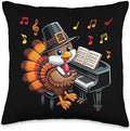 Funny Thanksgiving Turkey Playing Piano Music Lover Throw Pillow by Unknown