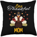 One Thankful MOM Turkey Family Reunion Thanksgiving 2026 Throw Pillow by Unknown