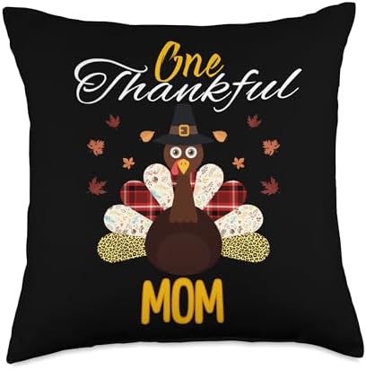 One Thankful MOM Turkey Family Reunion Thanksgiving 2026 Throw Pillow by Unknown