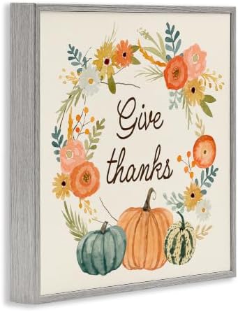 Thanksgiving Pumpkin Wreath Sentiments, 17 x 17 Inch Framed Giclée Print - Image 2