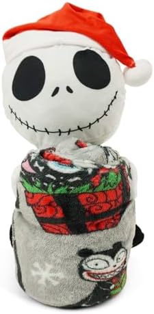 Northwest Character Hugger Pillow & Silk Touch Throw Blanket Set, 40" x 50", The Nightmare Before Christmas Freaky Festivities