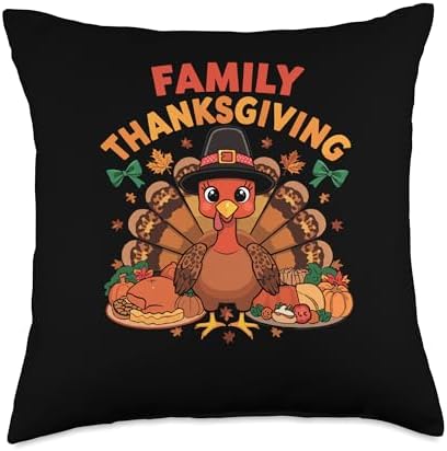 Matching Family Thanksgiving Crew 2025 Thankful Retro Turkey Throw Pillow by Unknown