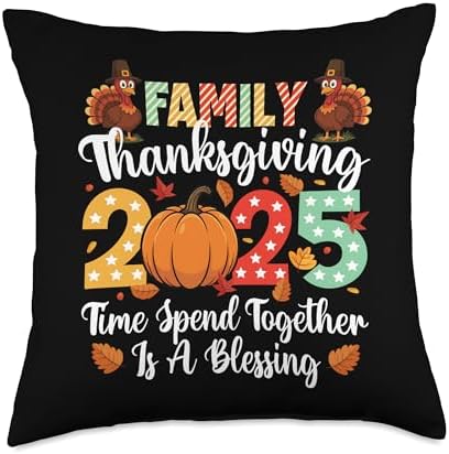 Family Thanksgiving 2025 - Thanksgiving Day Fall Holiday Throw Pillow by Unknown