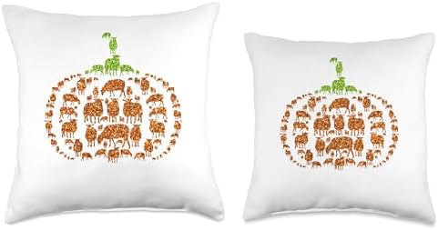 Group Sheeps Pumpkin Cute Shape Halloween Thanksgiving Throw Pillow - Image 3