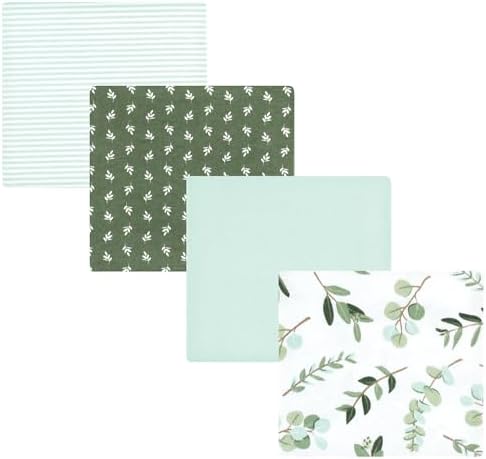 Hudson Baby Unisex Baby Cotton Poly Flannel Receiving Blankets, Eucalyptus, One Size by HudsonBaby