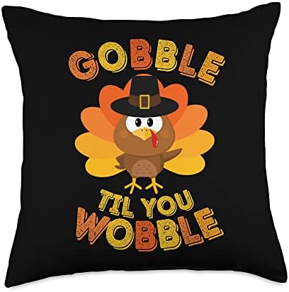 Gobble Til You Wobble Shirt Baby Outfit Toddler Thanksgiving Throw Pillow by Unknown
