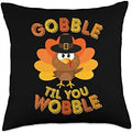 Gobble Til You Wobble Shirt Baby Outfit Toddler Thanksgiving Throw Pillow by Unknown