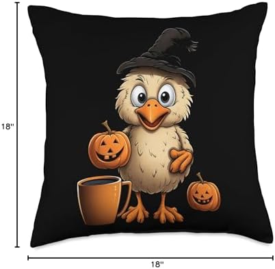 Chicken Hen Pumpkin Spice Latte Autumn Thanksgiving Halloween Throw Pillow - Image 4