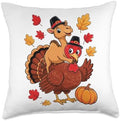 Thanksgiving Turkey Camel Pilgrim Hat Camels Throw Pillow by Unknown