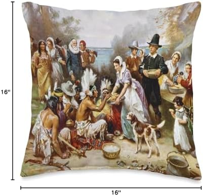 The Pilgrims First Thanksgiving Throw Pillow - Image 4