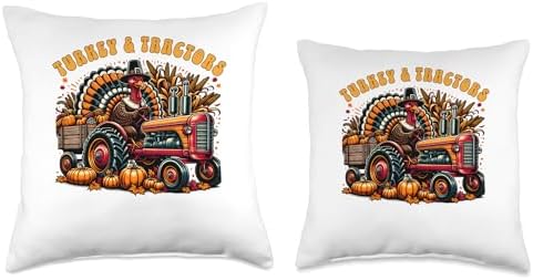 Turkey And Tractors Boys Kids Girls Thanksgiving Hayride Throw Pillow - Image 3