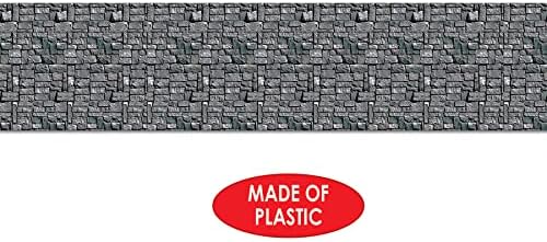 Beistle Brick Stone Wall Backdrop, 4’ x 30’ – Medieval Party Decorations, Medieval Decor Background, Photo Backdrop, Easy to Adhere Wall Covering, Stone Backdrop, Halloween Party Decorations