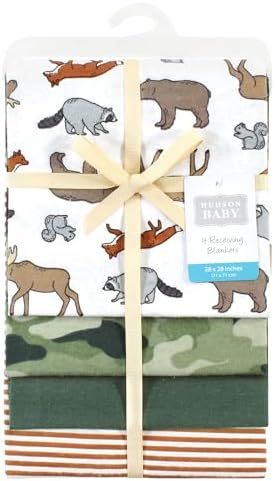 Hudson Baby Unisex Baby Cotton Poly Flannel Receiving Blankets, Animal Adventure, One Size - Image 2