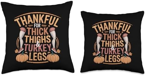 Thankful For Thick Thighs & Turkey Legs Thanksgiving Gym Throw Pillow - Image 3
