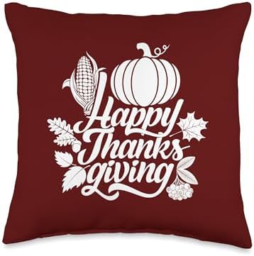 Thanksgiving Colorful Giving Thanks Turkey Tees Happy Thanksgiving Pumpkin Fall Leaves Cranberry Design Throw Pillow, 16x16, Multicolor by Unknown