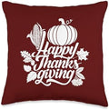 Thanksgiving Colorful Giving Thanks Turkey Tees Happy Thanksgiving Pumpkin Fall Leaves Cranberry Design Throw Pillow, 16x16, Multicolor by Unknown
