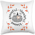 Grateful Thankful and Blessed Fall Autumn Thanksgiving Throw Pillow by Unknown