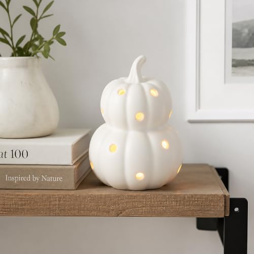 Mud Pie White Pumpkin Light Up Sitter, Fall Decor, 4.5 Inch - Image 4