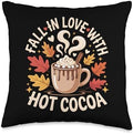 Fall in Love with Hot Cocoa Thanksgiving Autumn Pumpkin Pie Throw Pillow by Unknown