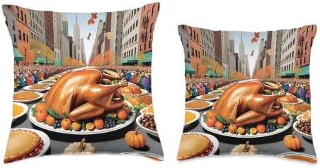 New York City Thanksgiving Parade of Food Throw Pillow - Image 3