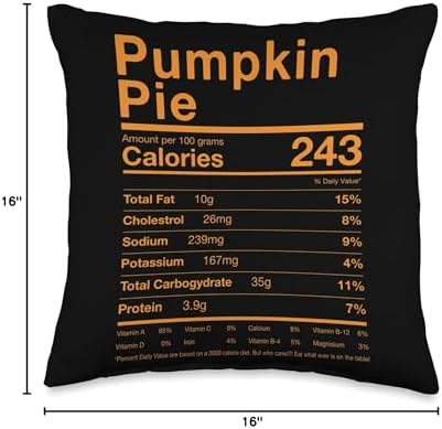 Funny Thanksgiving Family Nutrition Facts Costume Pumpkin Pie Nutrition Facts Funny Thanksgiving Halloween Throw Pillow, 16x16, Multicolor - Image 4