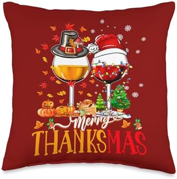 Most Likely To Christmas santa’s sleigh Merry Thanksmas Thanksgiving Christmas Ugly Xmas Pajamas Throw Pillow, 16x16, Multicolor by Unknown