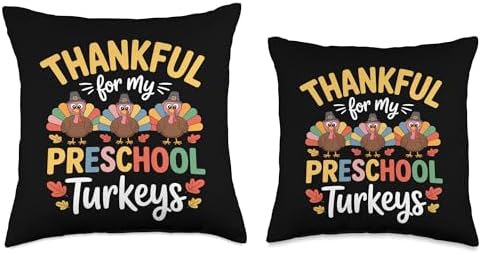 Thankful For My Preschool Turkeys Thanksgiving Throw Pillow - Image 3