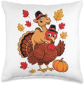Thanksgiving Turkey Camel Pilgrim Hat Camels Throw Pillow by Unknown