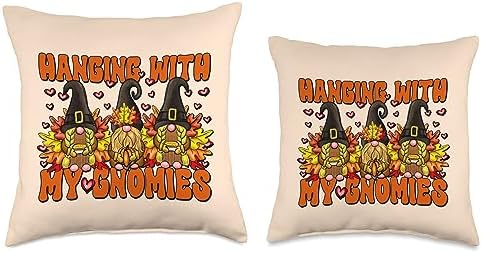 Thanksgiving Gnome Family Graphic Hanging With My Gnomies Throw Pillow - Image 3