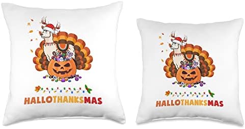 Mr Boo Christmas Turkey Santa Llama Halloween Thanksgiving Christmas Throw Pillow, 18x18, Multicolor - Image 3
