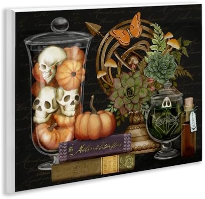 Autumnal Dark Academia Skull, 11 x 14 Inch Mounted Print on Wall Plaque