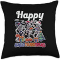 Halloween Thanksgiving Christmas HalloThanksMas Skeleton Throw Pillow by Unknown