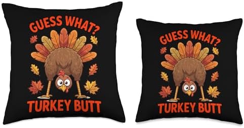 Funny Thanksgiving Guess What Turkey Butt Sarcastic Saying Throw Pillow - Image 3