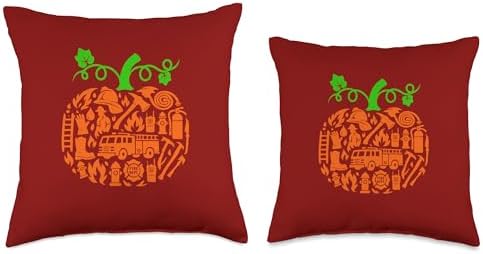 Firefighter Tools Pumpkin Shape Thanksgiving Autumn Job Team Throw Pillow - Image 3