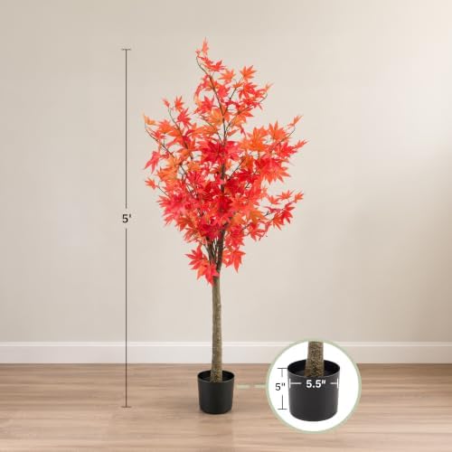 Pure Garden 5FT Artificial Fall Maple Tree in Weighted Nursery Pot - Image 6