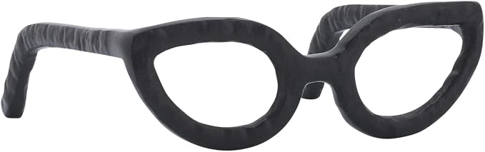 Modern Decorative Glasses Sculpture Figurine for Office Shelf Decor - Home and Bathroom Accent for Desk Display - Living Room Ornament Statue for Coffee Table Styling in Spaces - 3", Black