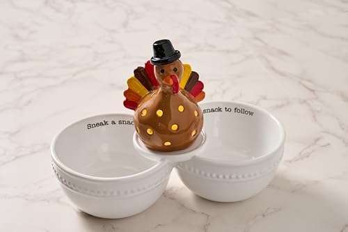 Mud Pie Light Up Turkey Sitter, Ceramic Thanksgiving Table Decor with LED - Image 3
