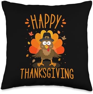 Happy thanksgiving for turkey day family dinner Throw Pillow by Unknown
