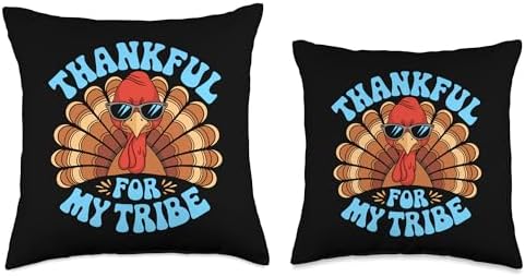 Thankful For My Tribe, Friendsgiving Squad, Thanksgiving Throw Pillow - Image 3