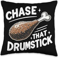 Gear for Turkey Trot Enthusiasts & Runners Chase That Drumstick-Turkey Trot Running Thanksgiving Throw Pillow, 16x16, Multicolor by Unknown