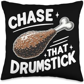 Gear for Turkey Trot Enthusiasts & Runners Chase That Drumstick-Turkey Trot Running Thanksgiving Throw Pillow, 16x16, Multicolor by Unknown