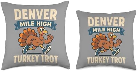 Denver Mile High Thanksgiving Day Turkey Trot Cute Runners Throw Pillow - Image 3
